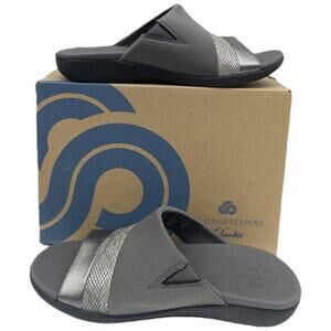 Clarks Brio Surf Women's Slide Sandals Pewter Silver Gray  Size 7